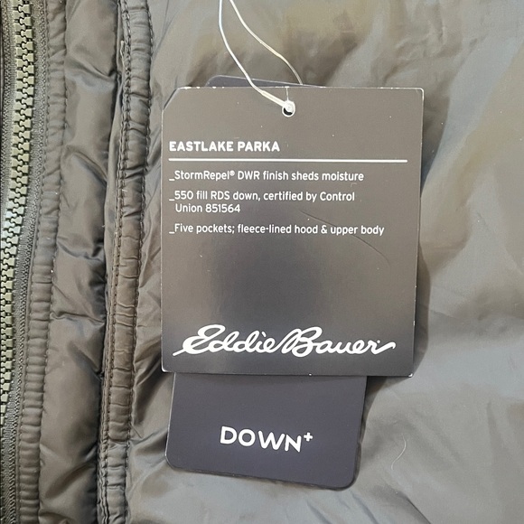 Eddie Bauer Eastlake Parka Down Jacket Dark Green Womens New with Tags - Picture 2 of 6